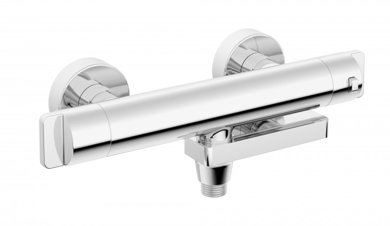 Deante Cascada bateria wannowa termostatyczna ze składaną wylewką ścienna chrom połysk BCH01BT