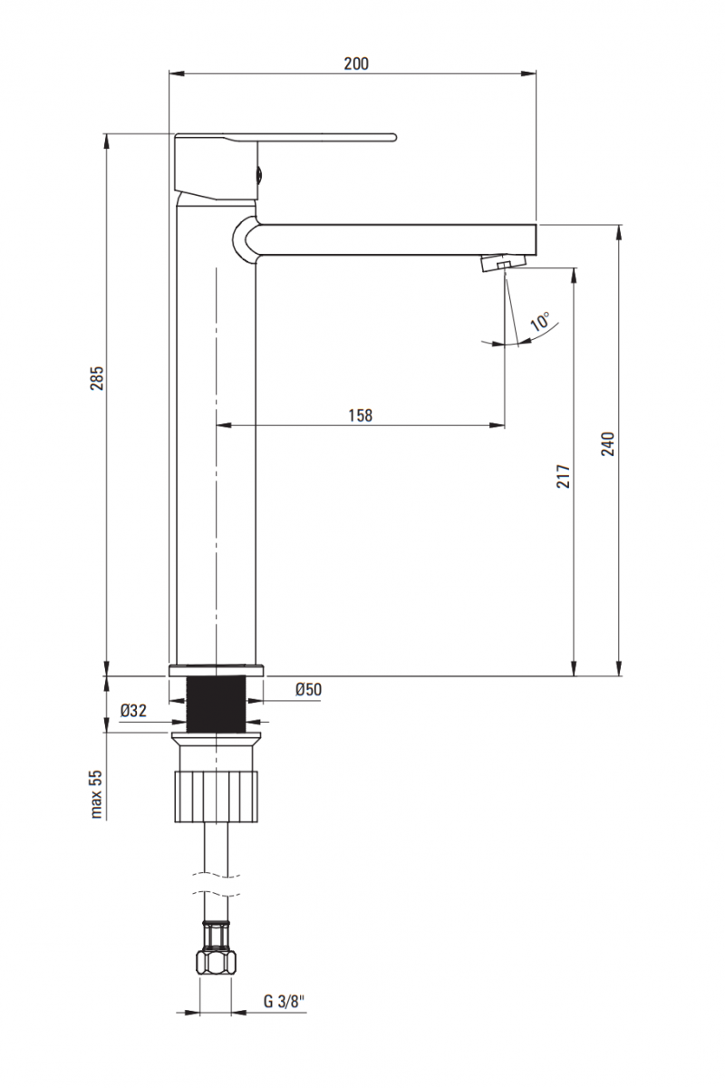 Deante Tubo bateria umywalkowa wysoka chrom połysk BUT020K