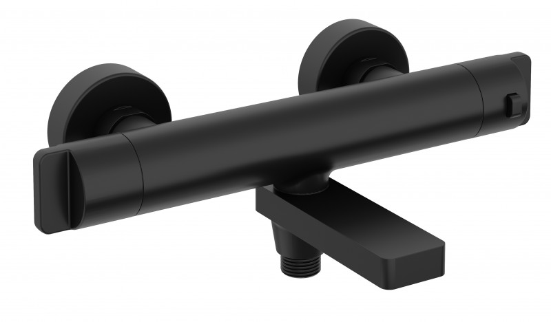 Deante Cascada bateria wannowa termostatyczna ze składaną wylewką ścienna czarny matowy BCHN1BT