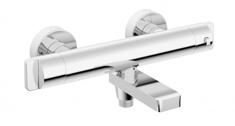 Deante Cascada bateria wannowa termostatyczna ze składaną wylewką ścienna chrom połysk BCH01BT