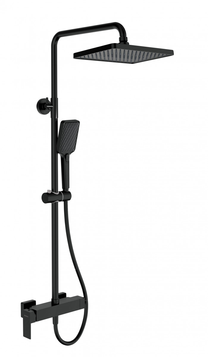 Deante Anemon zestaw prysznicowy z deszczownicą 28x19 czarny matowy NACN1BZ