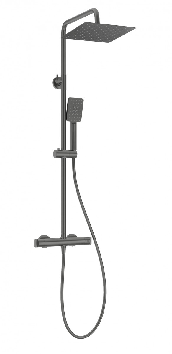 Deante Cascada termostatyczny zestaw prysznicowy z deszczownicą 25x25 titanium NACD4HT