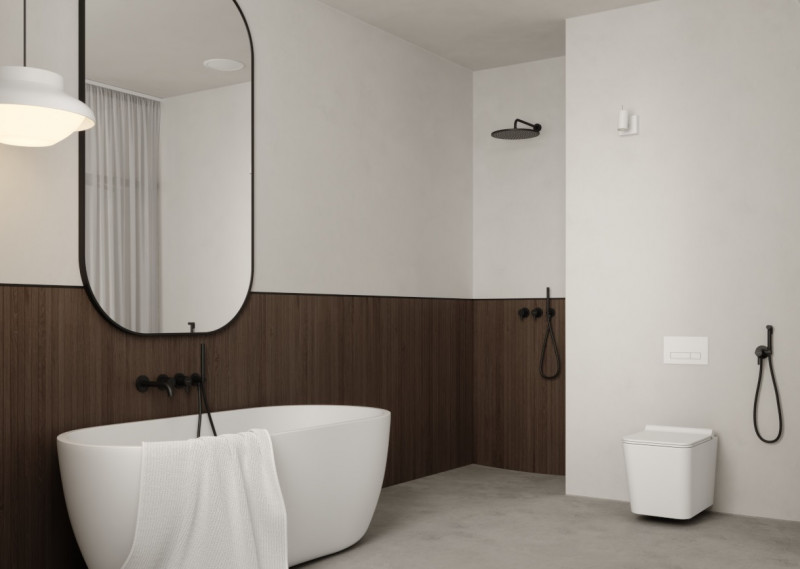 Kohlman Axel Black podtynkowa bateria wannowo-prysznicowa 3-otworowa czarny mat QW260AB