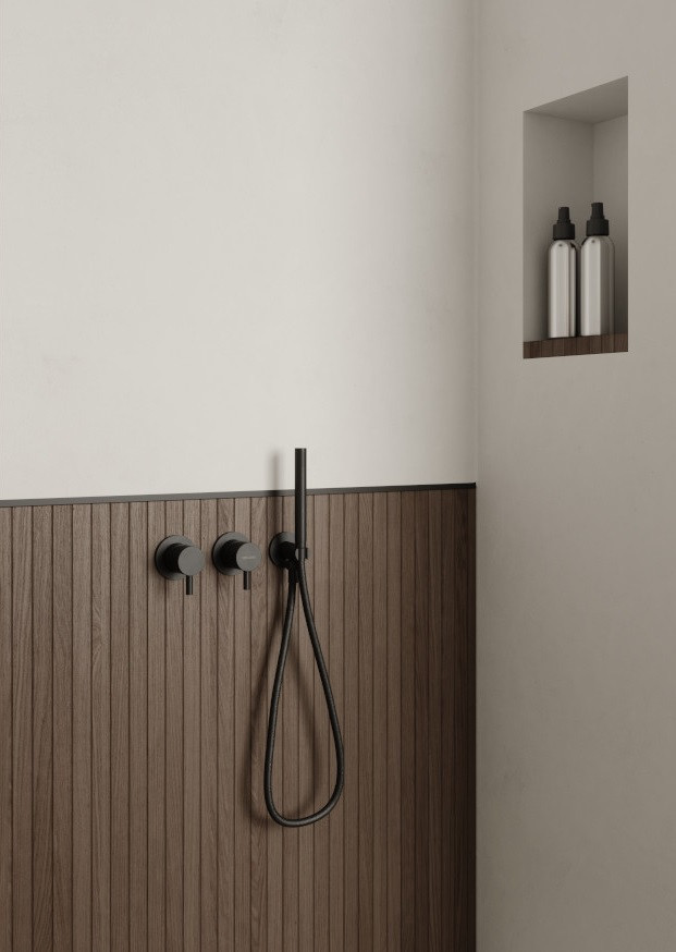 Kohlman Axel Black podtynkowa bateria wannowo-prysznicowa 3-otworowa czarny mat QW260AB