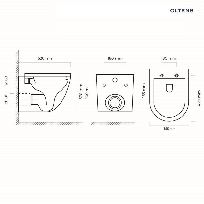 Zestaw Oltens Hamnes Stille muszla wisząca PureRim SilentWhirl z deską wolnoopadającą biały 42023000