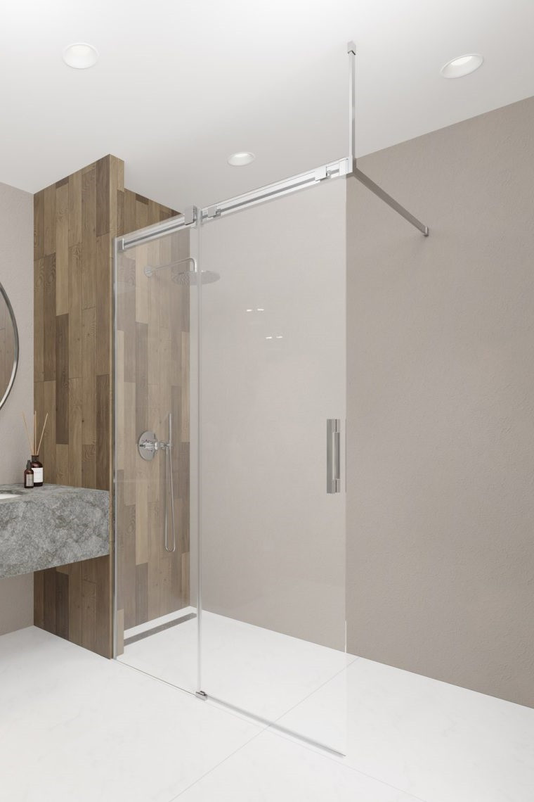 Radaway Espera Pro kabina typu Walk-In ścianka przesuwna lewa 110 cm chrom przeźroczyste Easy Clean 10090110-01-01L + 10094110-01-01L