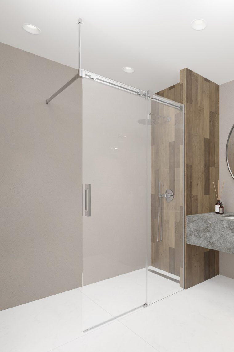 Radaway Espera Pro kabina typu Walk-In ścianka przesuwna prawa 140 cm chrom przeźroczyste Easy Clean 10090140-01-01R + 10094140-01-01R