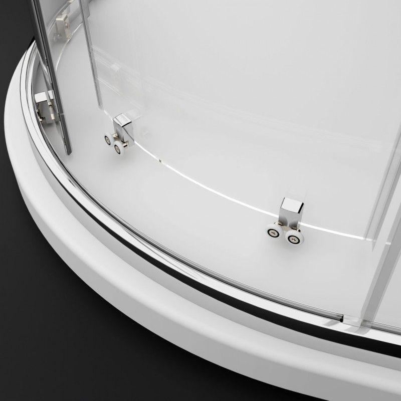 Radaway Premium Pro PDD kabina półokrągła asymetryczna 100Lx90P drzwi przesuwne chrom przeźroczyste Easy Clean 1013000-01-01 + 1013900-01-01