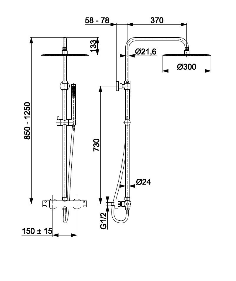 KFA Moza Brushed Gold termostatyczny zestaw prysznicowy z deszczownicą i wylewką złoty szczotkowany 5736-920-31 + 835-670-31