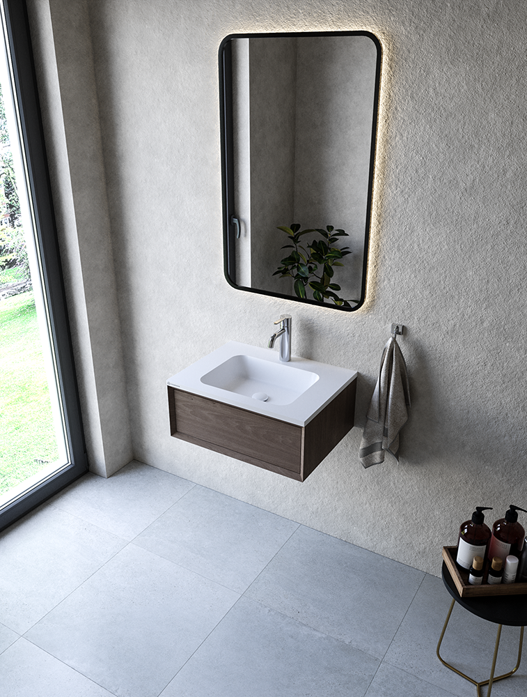 Cristalstone Linea Simpla umywalka meblowa 60x45 cm biały satynowy mat U600-MCOT/CR