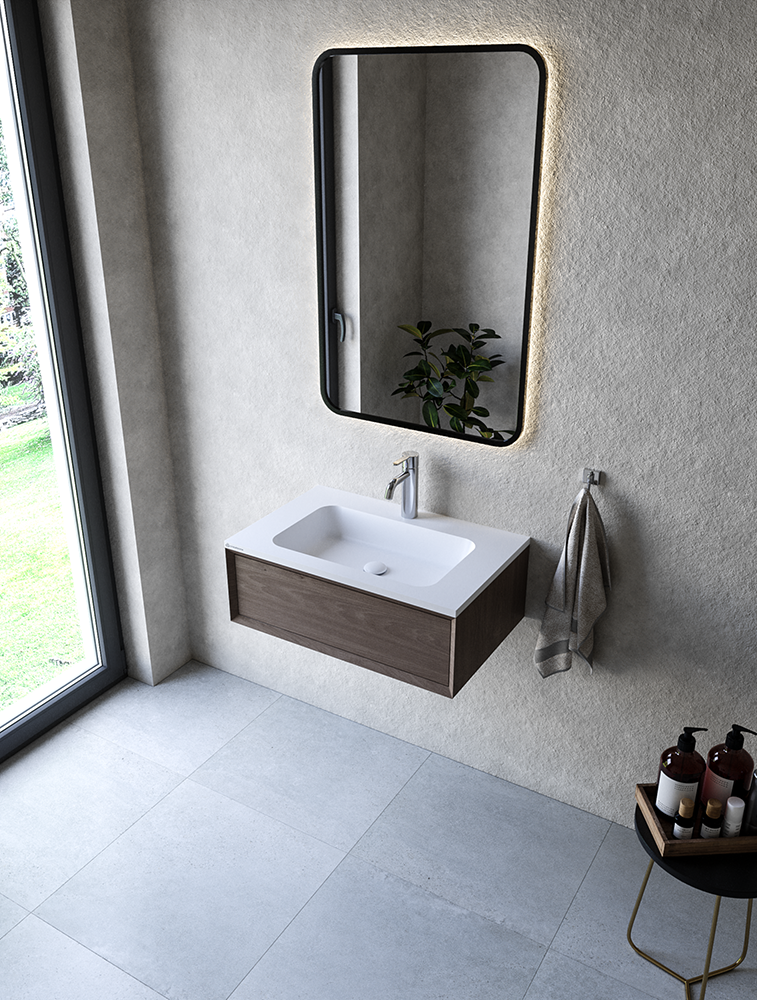 Cristalstone Linea Simpla umywalka meblowa 70x45 cm biały satynowy mat U700-MCOT/CR