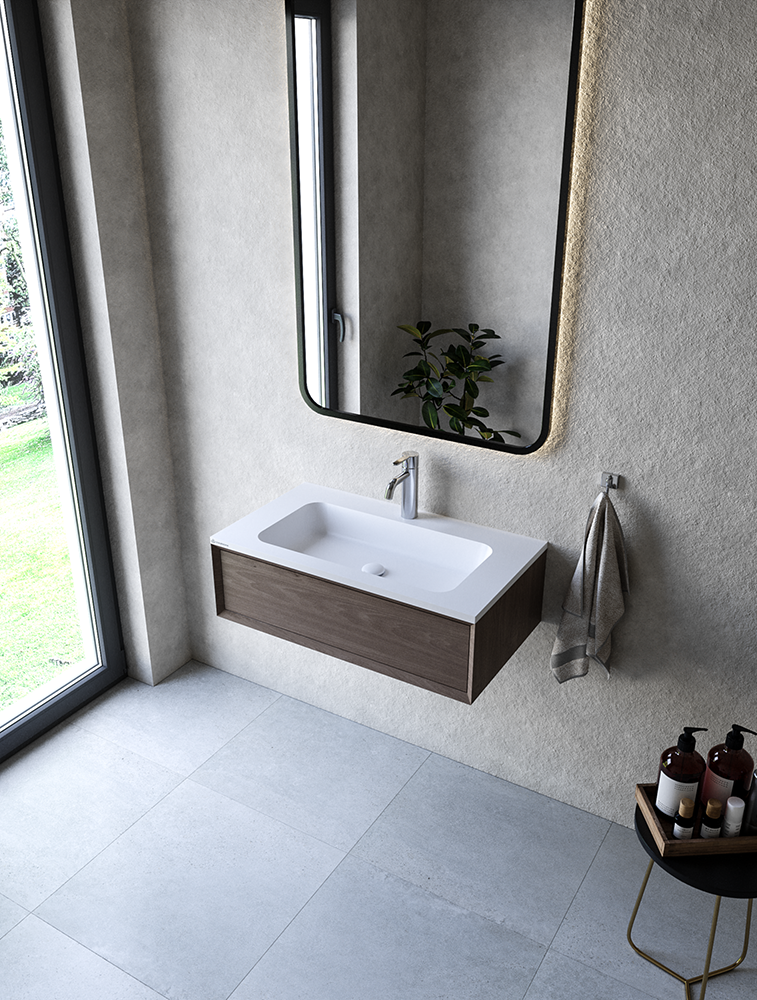 Cristalstone Linea Simpla umywalka meblowa 80x45 cm biały satynowy mat U800-MCOT/CR