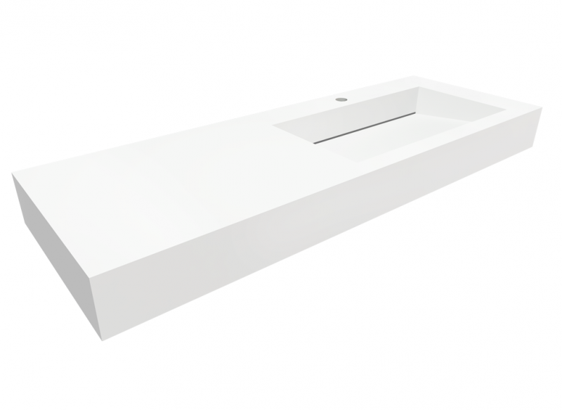 Cristalstone Linea Ideal umywalka z blatem prawa 130x45 cm z odpływem liniowym biały satynowy mat U1300-MBPOLC