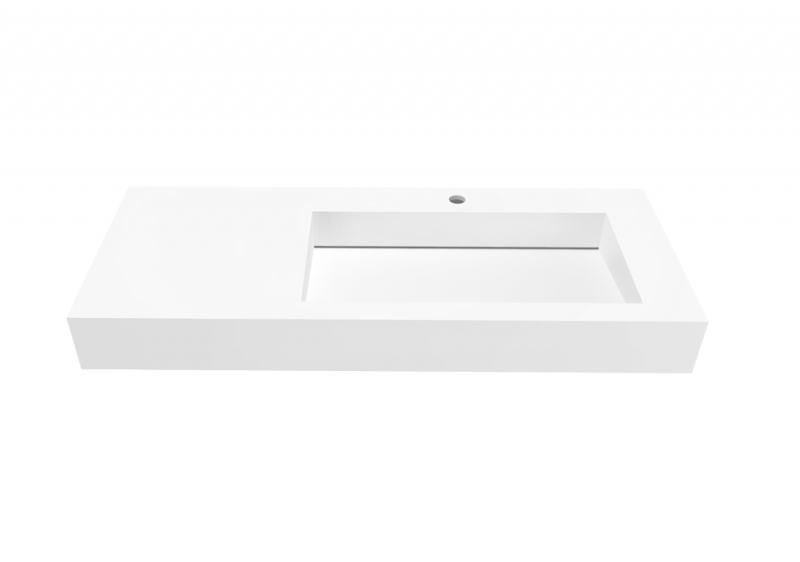 Cristalstone Linea Ideal umywalka z blatem prawa 110x45 cm z odpływem liniowym biały satynowy mat U1100-MBPOLC