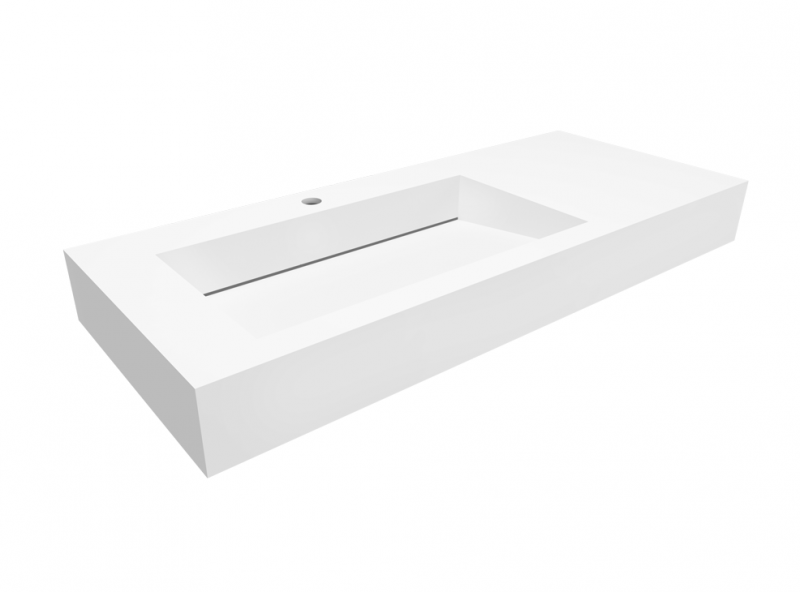 Cristalstone Linea Ideal umywalka z blatem lewa 110x45 cm z odpływem liniowym biały satynowy mat U1100-MBLOLC