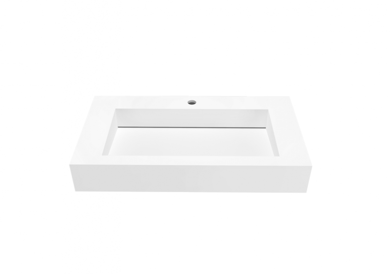 Cristalstone Linea Ideal umywalka 80x45 cm z odpływem liniowym biały satynowy mat U800-MCOLC