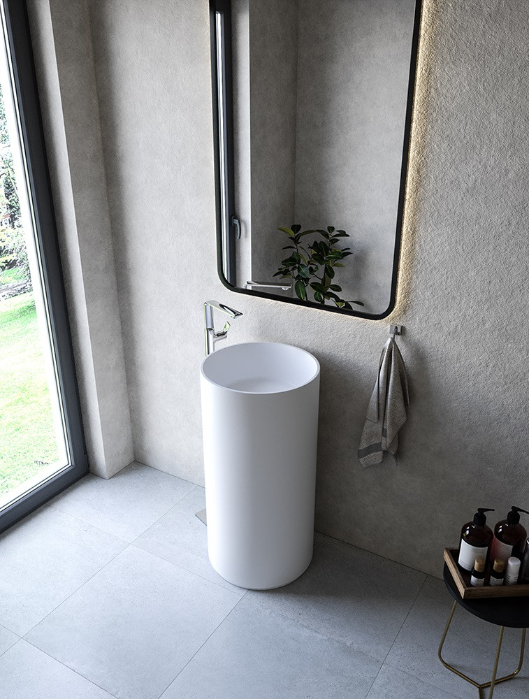 Cristalstone Separado Tuba umywalka wolnostojąca 45x45 cm biały satynowy mat