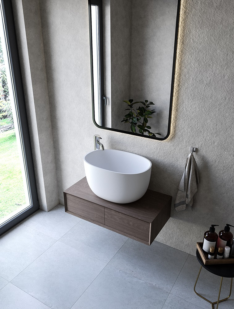 Cristalstone Separado Vidrio Cinco umywalka stawiana na blat 60x40 cm biały satynowy mat VID-CIN