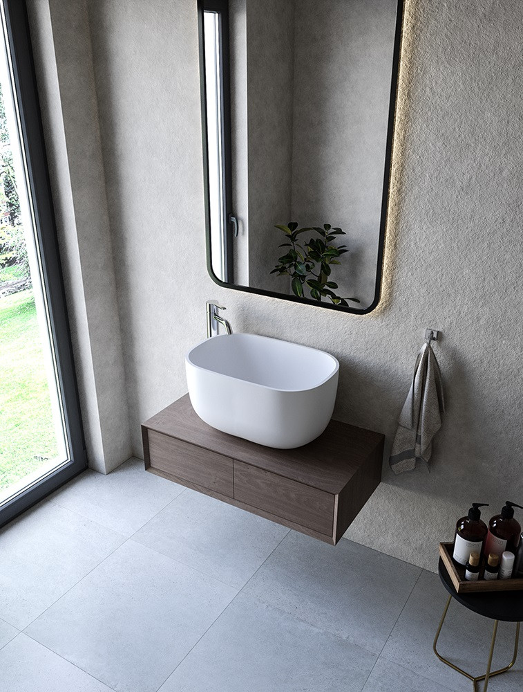 Cristalstone Separado Vidrio Cuatro umywalka stawiana na blat 60x40 cm biały satynowy mat VID-CUA