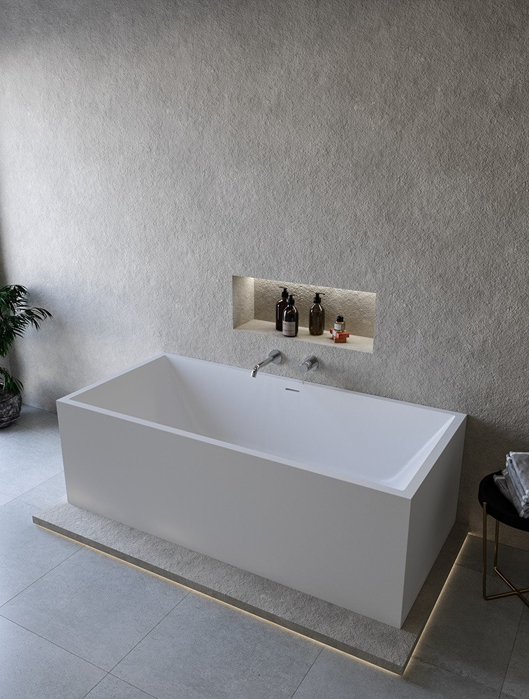 Cristalstone Linea Ideal wanna wolnostojąca 170x80 cm biały matowy, satynowy mat W1700-WRT4