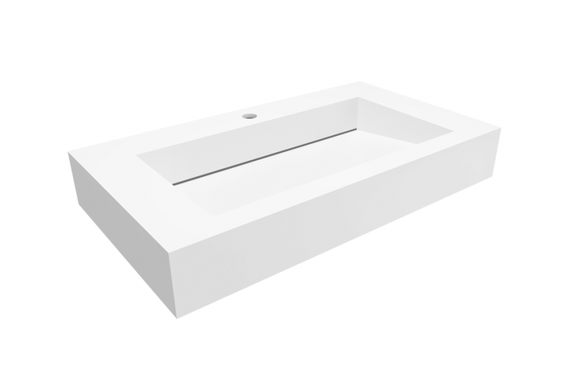 Cristalstone Linea Ideal umywalka 80x45 cm z odpływem liniowym biały satynowy mat U800-MCOLC