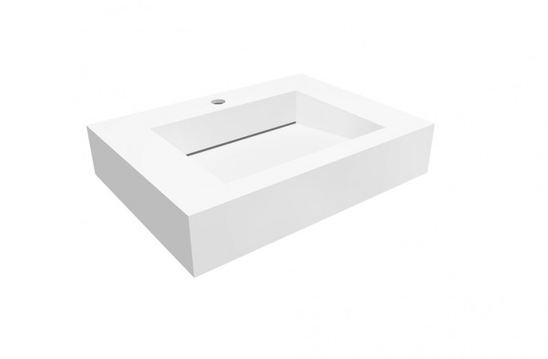 Cristalstone Linea Ideal umywalka 60x45 cm z odpływem liniowym biały satynowy mat U600-MCOLC