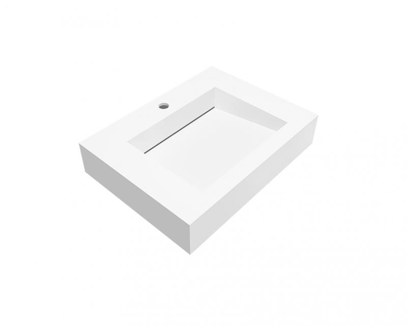 Cristalstone Linea Ideal umywalka 60x45 cm z odpływem liniowym biały satynowy mat U600-MCOLC