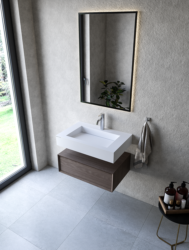 Cristalstone Linea Ideal umywalka 70x45 cm z odpływem liniowym biały satynowy mat U700-MCOLC