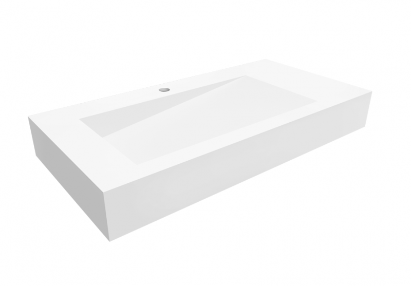 Cristalstone Linea Ideal umywalka lewa 90x45 cm z odpływem liniowym biały satynowy mat U900-MBLOLB