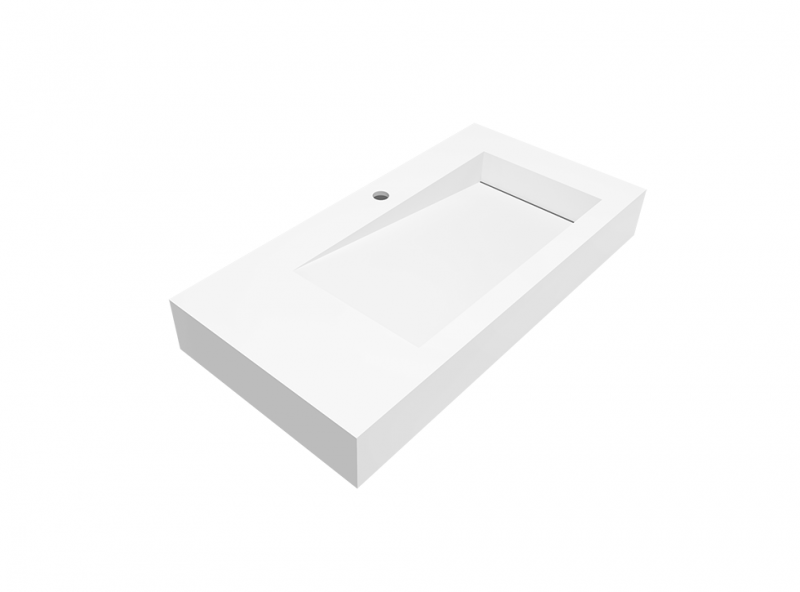 Cristalstone Linea Ideal umywalka prawa 90x45 cm z odpływem liniowym biały satynowy mat U900-MBPOLB