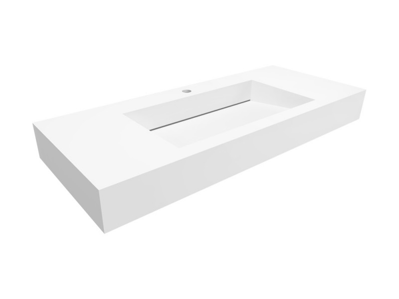 Cristalstone Linea Ideal umywalka 110x45 cm z odpływem liniowym biały satynowy mat U1100-MCOLC