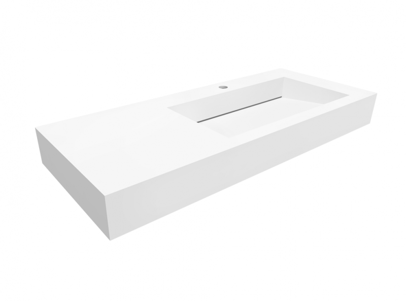 Cristalstone Linea Ideal umywalka z blatem prawa 110x45 cm z odpływem liniowym biały satynowy mat U1100-MBPOLC