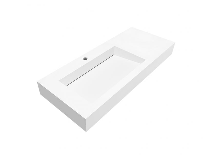 Cristalstone Linea Ideal umywalka z blatem lewa 110x45 cm z odpływem liniowym biały satynowy mat U1100-MBLOLC