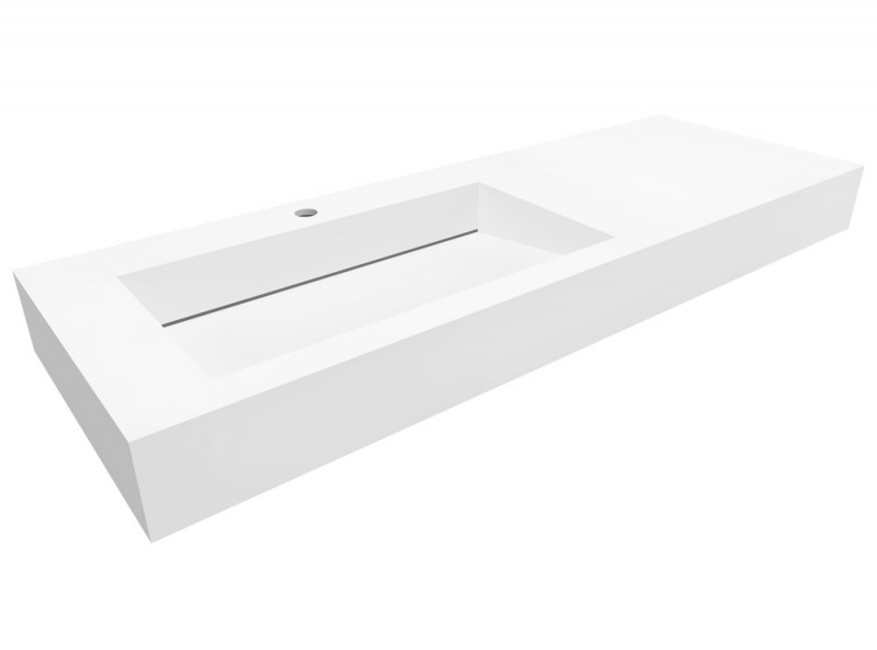 Cristalstone Linea Ideal umywalka z blatem lewa 130x45 cm z odpływem liniowym biały satynowy mat U1300-MBLOLC