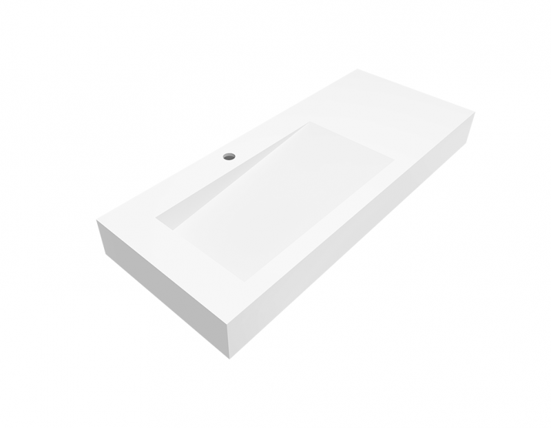 Cristalstone Linea Ideal umywalka z blatem lewa 110x45 cm z odpływem liniowym biały satynowy mat U1100-MBLOLB