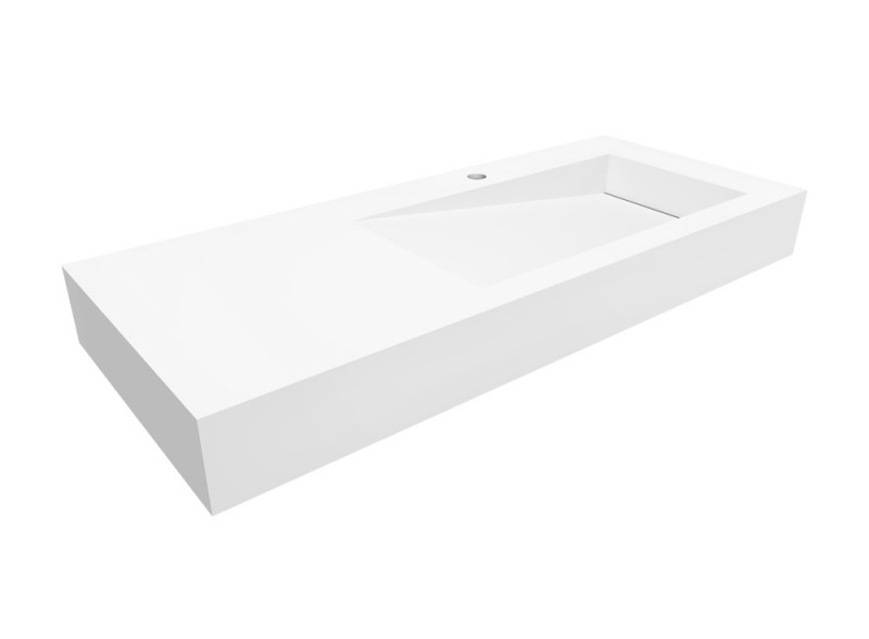 Cristalstone Linea Ideal umywalka z blatem prawa 110x45 cm z odpływem liniowym biały satynowy mat U1100-MBPOLB