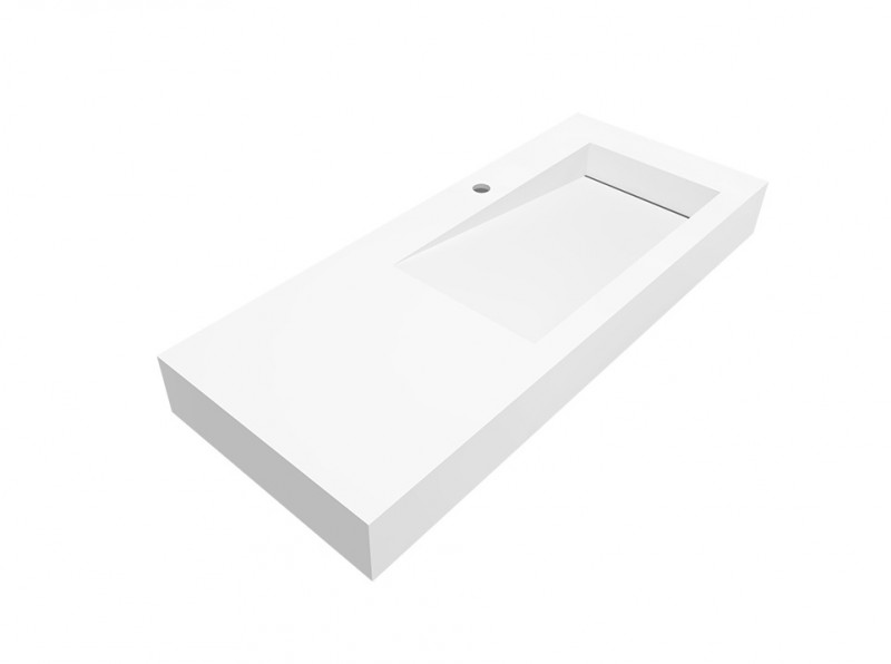 Cristalstone Linea Ideal umywalka z blatem prawa 110x45 cm z odpływem liniowym biały satynowy mat U1100-MBPOLB