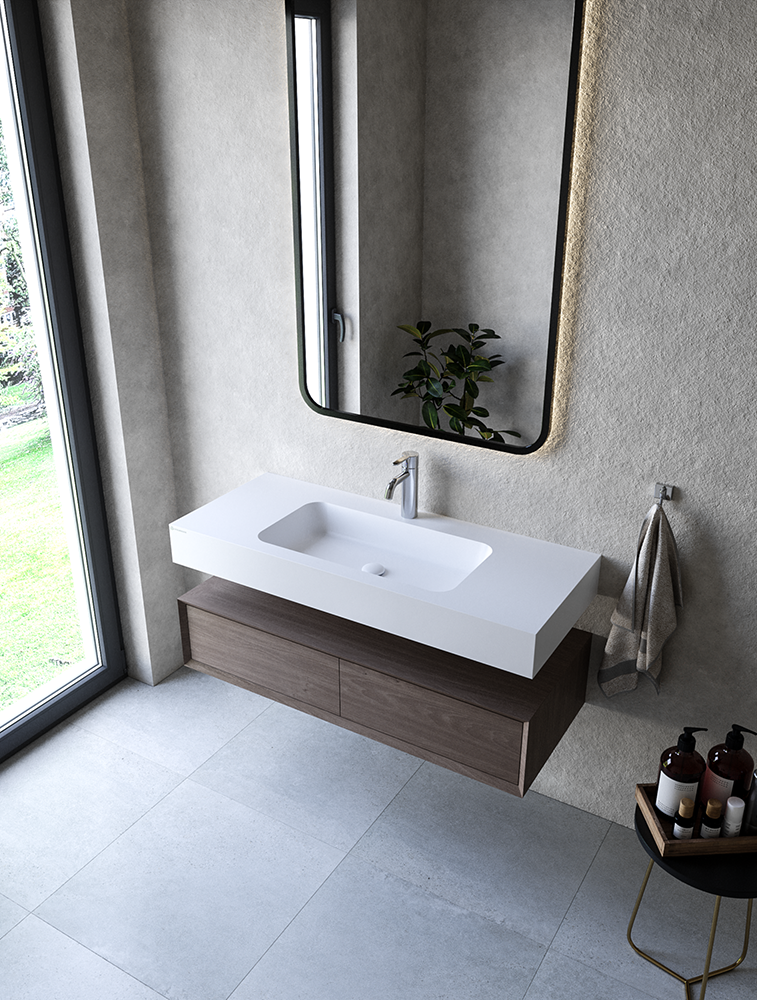 Cristalstone Linea Simpla umywalka 110x45 cm biały satynowy mat U1100-MCOT