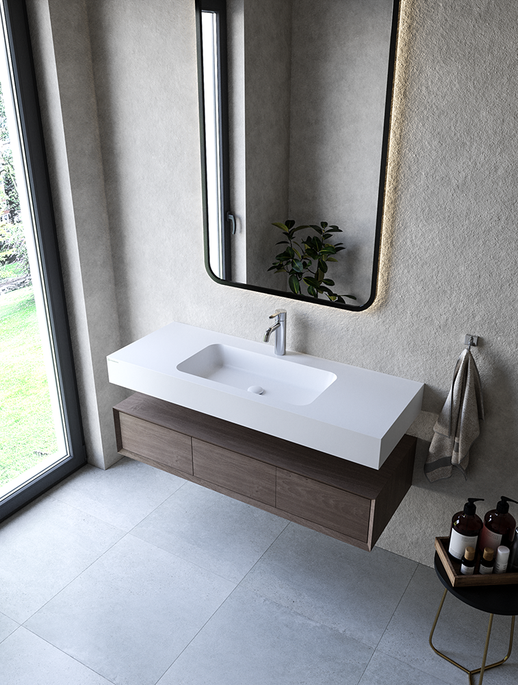 Cristalstone Linea Simpla umywalka 120x45 cm biały satynowy mat U1200-MCOT