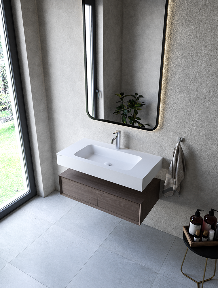 Cristalstone Linea Simpla umywalka 90x45 cm biały satynowy mat U900-MCOT