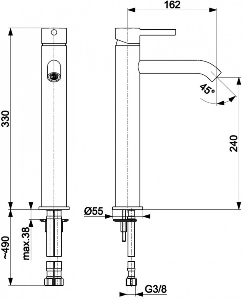 KFA Moza Brushed Gold bateria umywalkowa wysoka z korkiem klik-klak złoty szczotkowany 5032-612-31