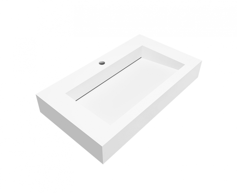 Cristalstone Linea Ideal umywalka 80x45 cm z odpływem liniowym biały satynowy mat U800-MCOLC