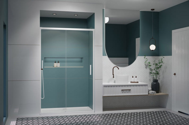 Radaway Idea White DWJ drzwi wnękowe przesuwne 120 cm lewe biały przeźroczyste Easy Clean 387016-04-01L