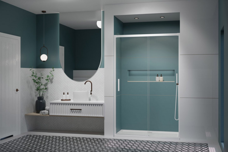 Radaway Idea White DWJ drzwi wnękowe przesuwne 140 cm prawe biały przeźroczyste Easy Clean 387018-04-01R