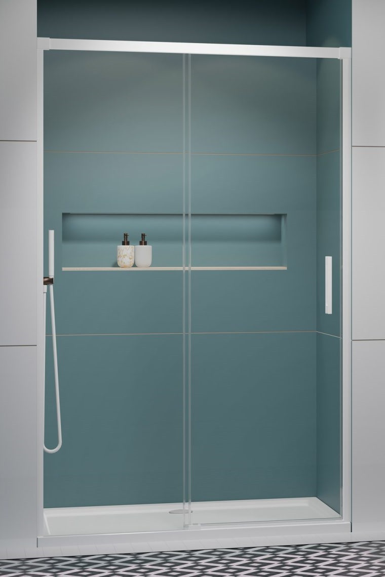 Radaway Idea White DWJ drzwi wnękowe przesuwne 130 cm lewe biały przeźroczyste Easy Clean 387017-04-01L