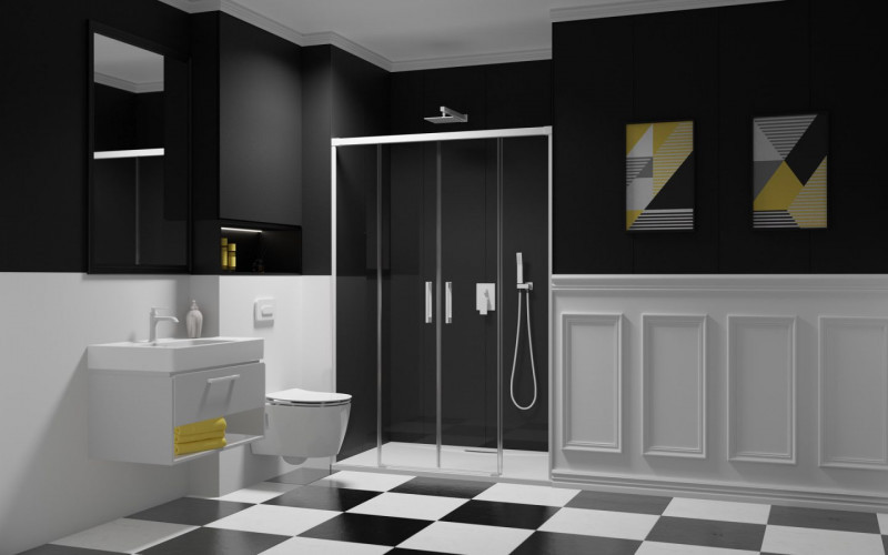 Radaway Idea White DWD drzwi wnękowe przesuwne 150 cm biały przeźroczyste Easy Clean 387125-04-01