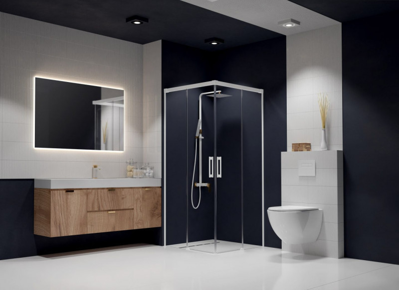 Radaway Idea White KDD kabina prostokątna 100Lx90P drzwi przesuwne biały przeźroczyste Easy Clean 387062-04-01L + 387060-04-01R