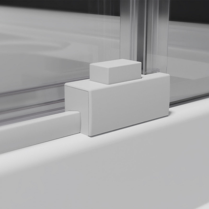 Radaway Idea White KDJ kabina prostokątna 140x80 drzwi przesuwne lewe 140 i ścianka 80 biały przeźroczyste Easy Clean 387044-04-01L + 387051-04-01R