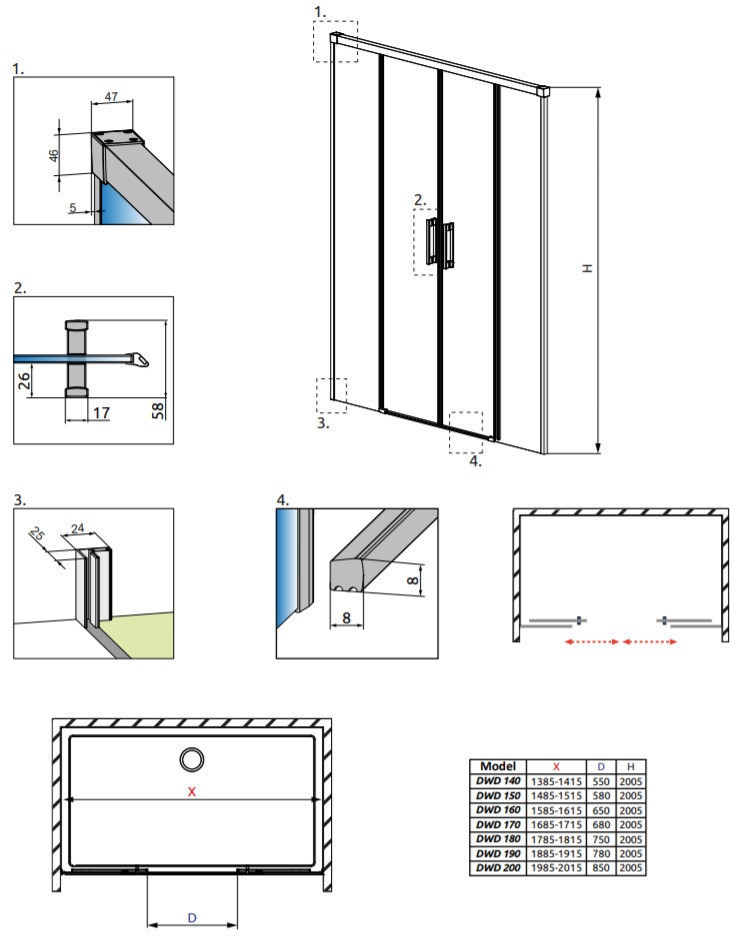 Radaway Idea White DWD drzwi wnękowe przesuwne 200 cm biały przeźroczyste Easy Clean 387120-04-01
