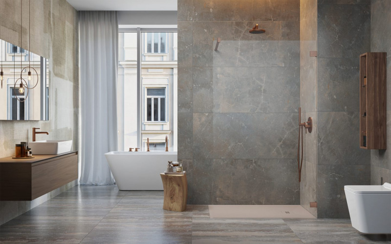 Radaway Essenza Pro Brushed Copper kabina typu Walk-In 120 cm miedź szczotkowana przeźroczyste Easy Clean 10103120-93-01